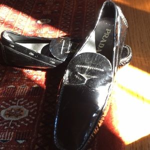 Prada Black Patent Leather Flats Loafers